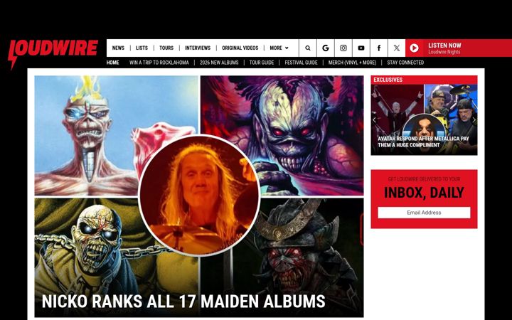 Captura de pantalla de loudwire.com