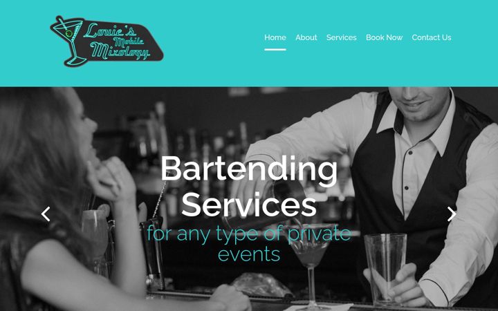 Screenshot of louiemobilemixology.com