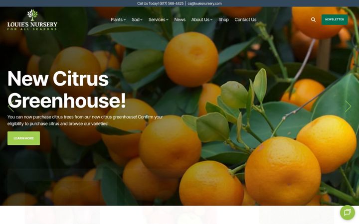 Screenshot of louiesnursery.com