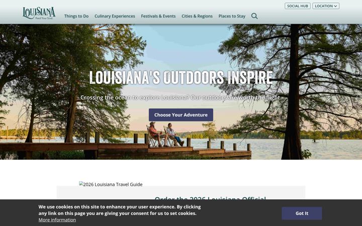 Screenshot of louisianatravel.com