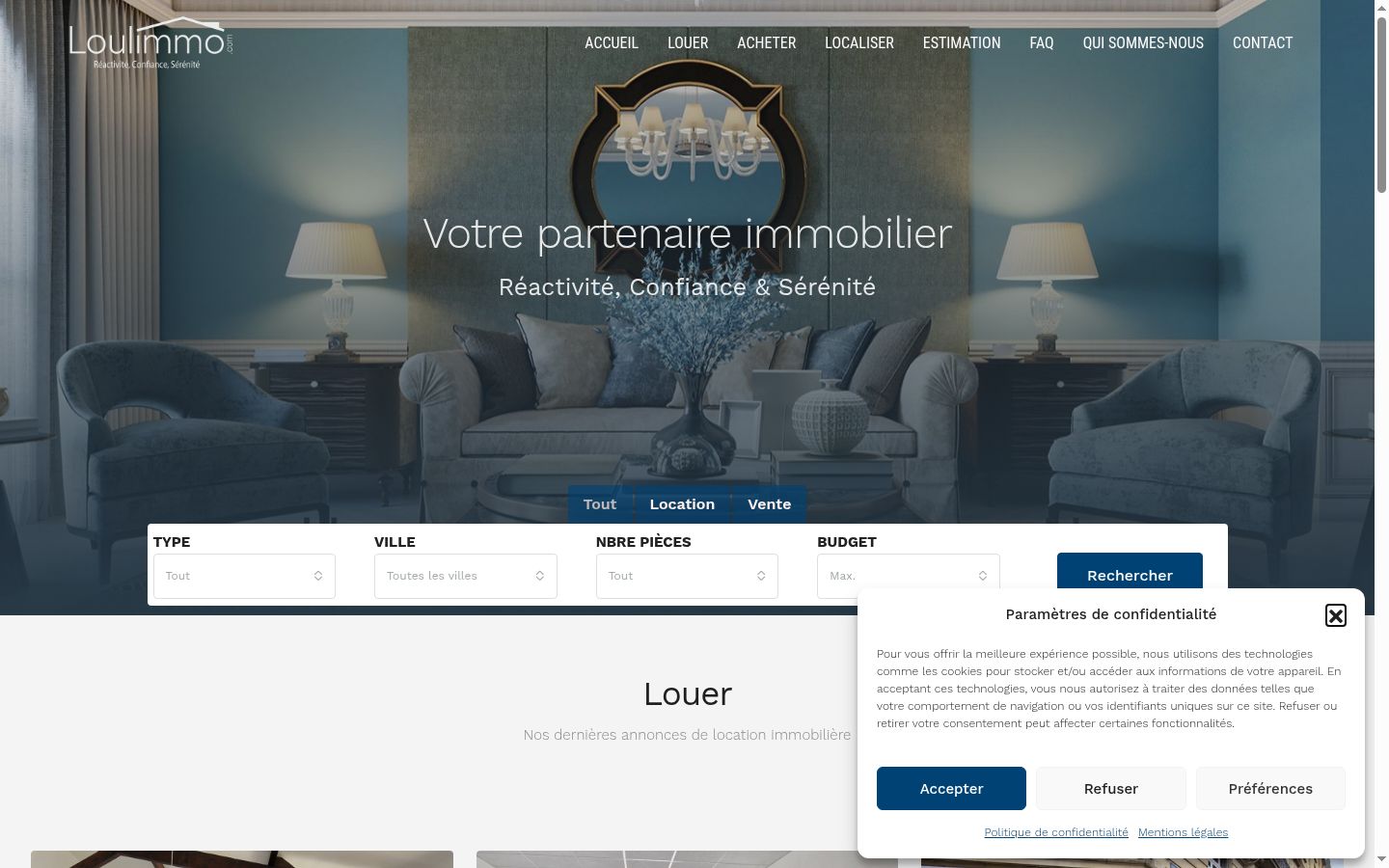 Screenshot del banner di consenso mostrato prima di qualsiasi interazione