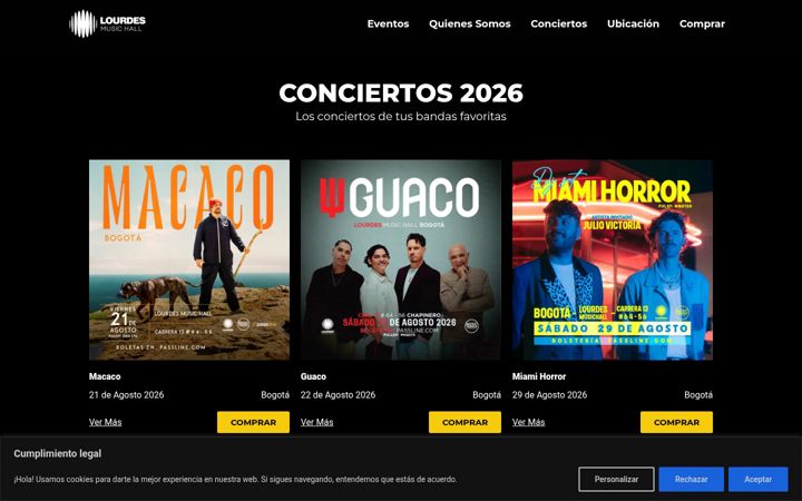 Screenshot of lourdesmusichall.com