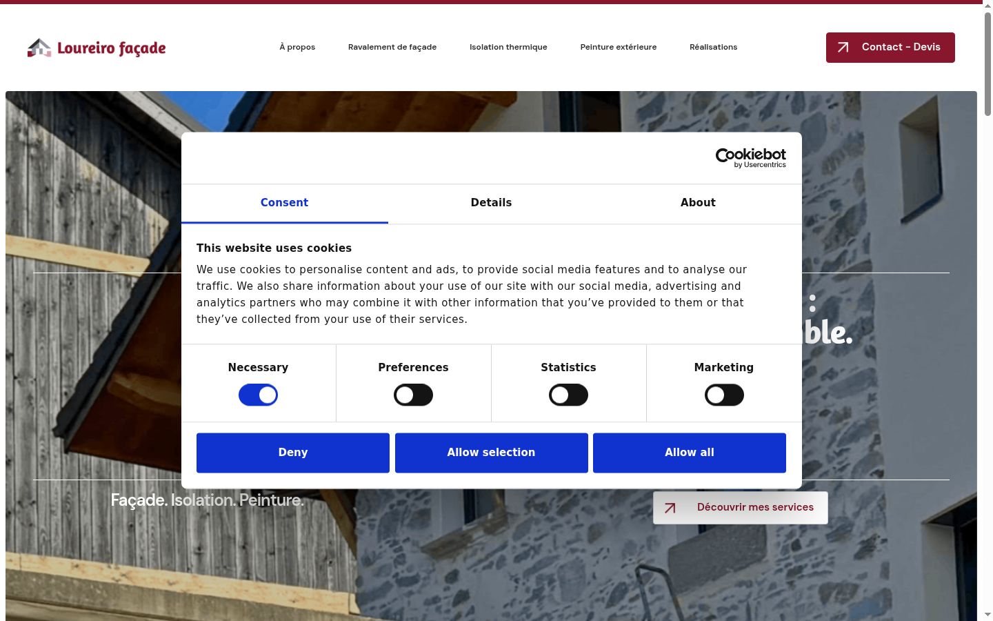 Screenshot of the consent banner shown before any interaction