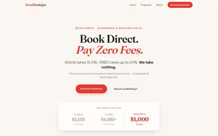 Screenshot of lovablebnb.com