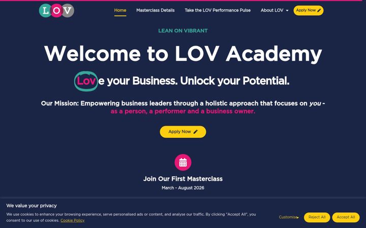 Screenshot of lovacademy.co.uk