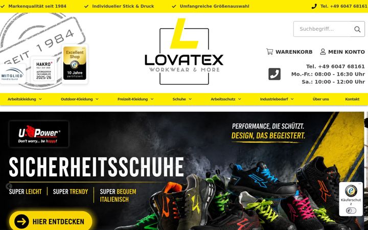 Screenshot of lovatex.de