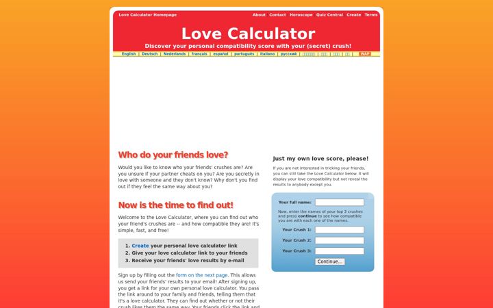 Screenshot of love-calculator.eu