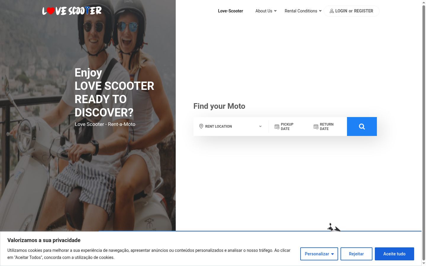 Sutikimo reklamjuostės, rodytos prieš bet kokią sąveiką, ekrano kopija