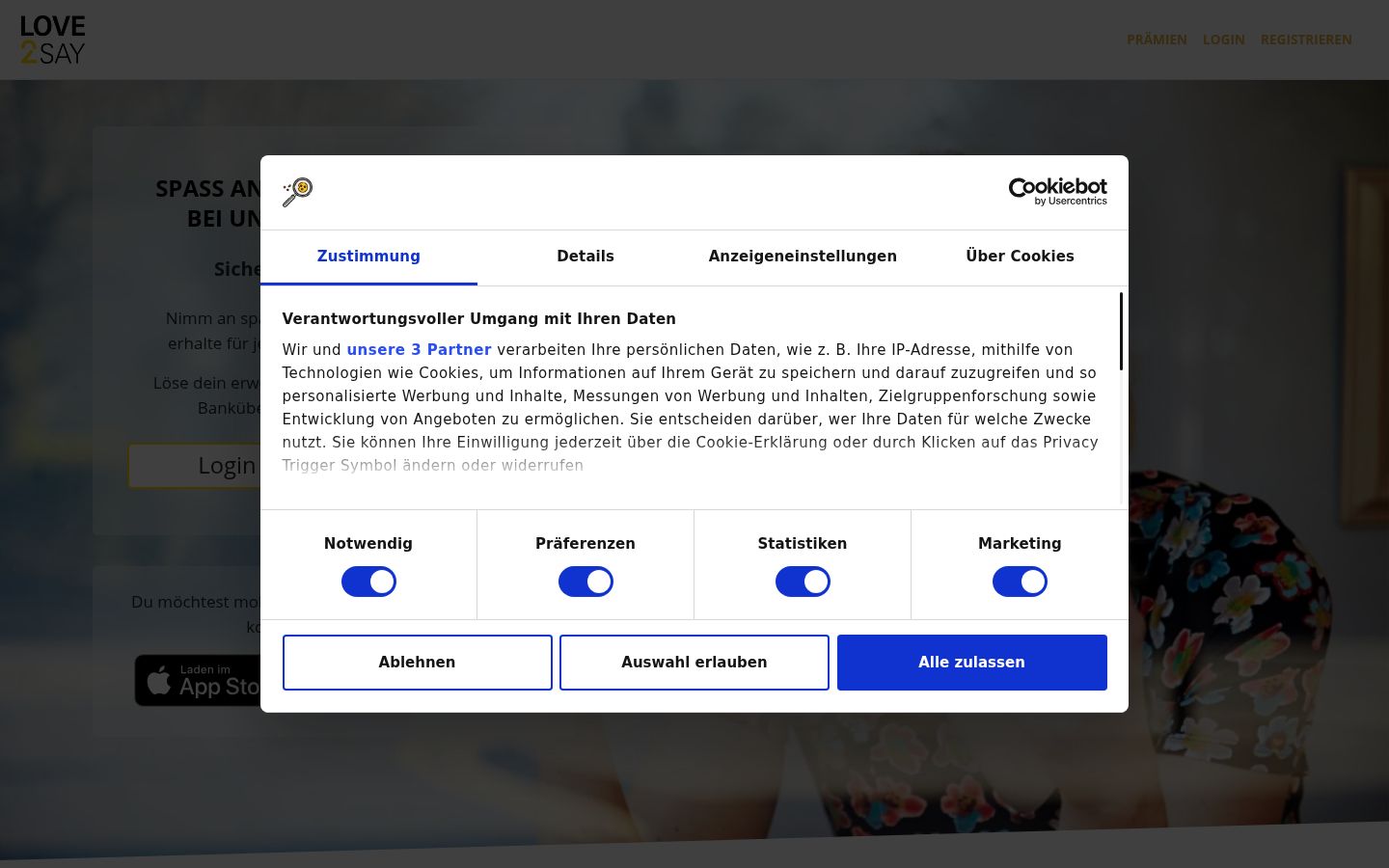 Screenshot of the consent banner shown before any interaction