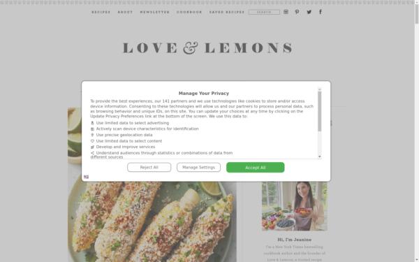 Screenshot of loveandlemons.com