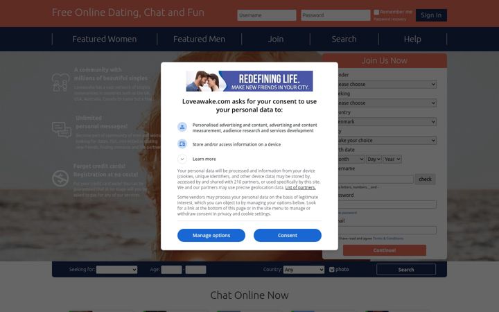 Screenshot of loveawake.com