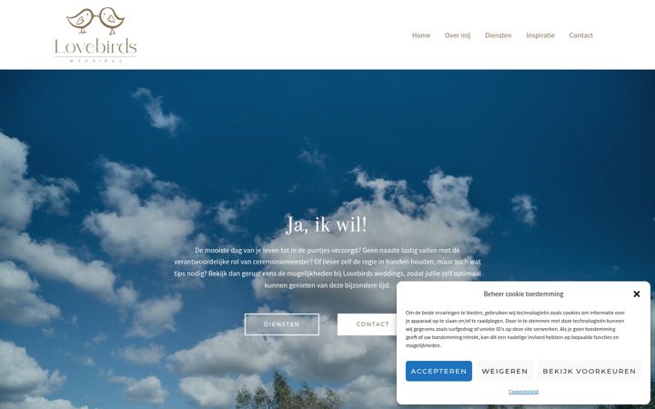 Screenshot of lovebirdsweddings.nl