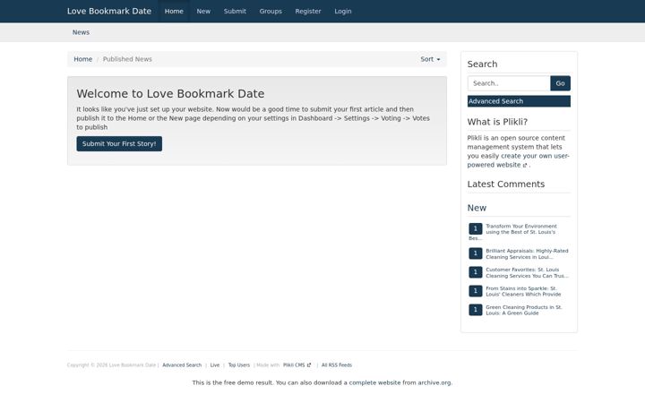 Screenshot of lovebookmark.date