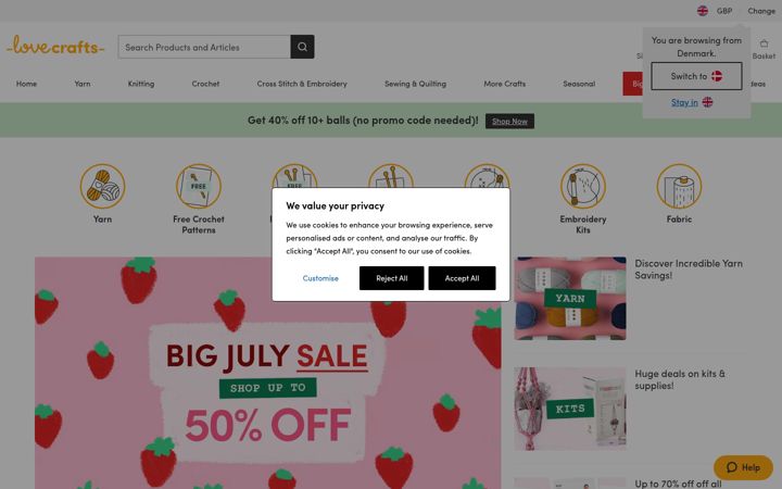 Screenshot of lovecrafts.com