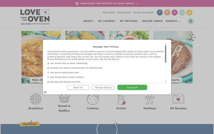 Screenshot of lovefromtheoven.com