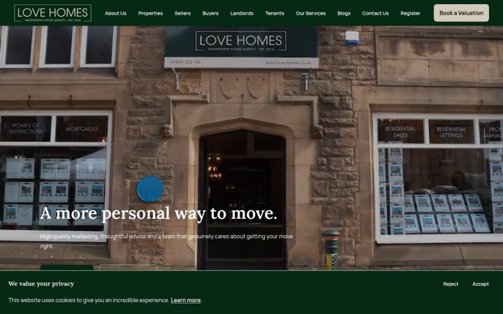 Screenshot of lovehomesestateagents.co.uk