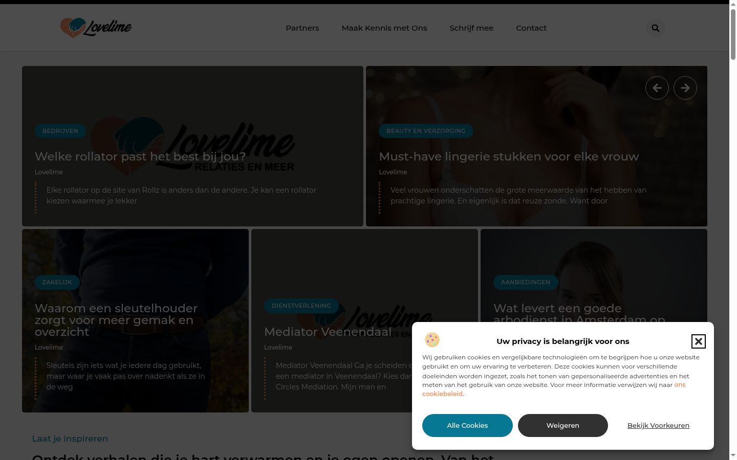 Screenshot del banner di consenso mostrato prima di qualsiasi interazione