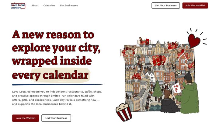 Screenshot of lovelocalcalendars.com