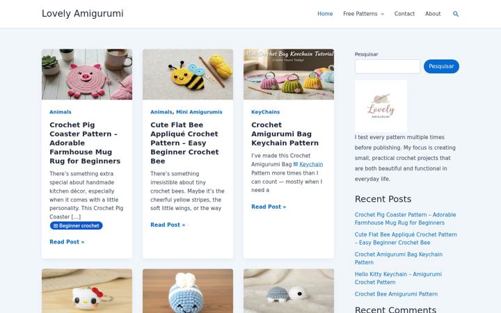 Screenshot of lovelyamigurumi.com