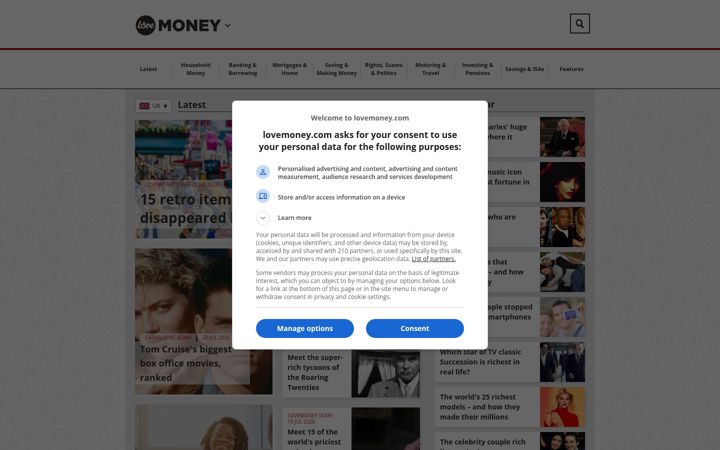Screenshot of lovemoney.com