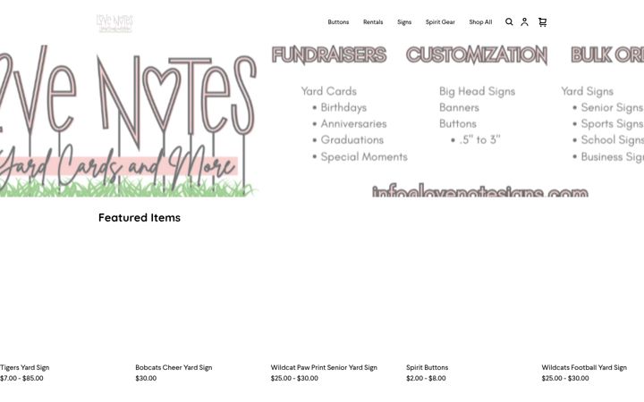 Screenshot of lovenotesigns.com