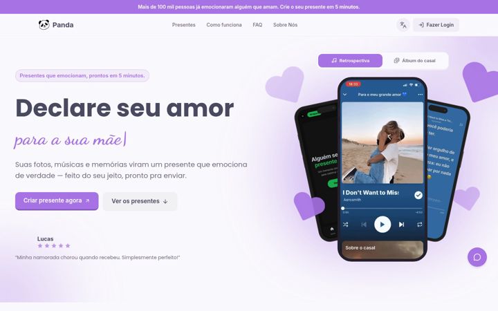 Ekrano kopija lovepanda.com.br