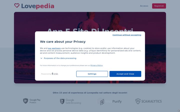 Screenshot of lovepedia.net