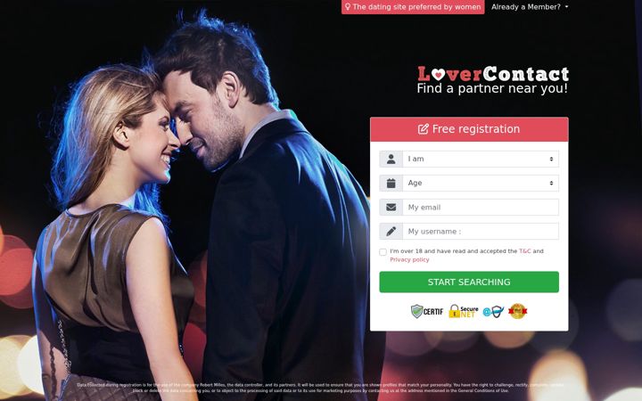 Screenshot of lovercontact.com