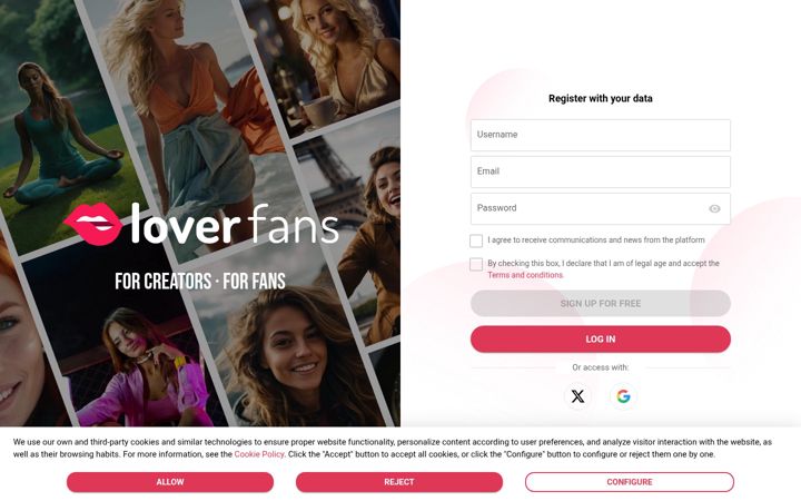 Screenshot di loverfans.com
