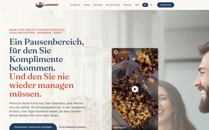 Screenshot of lovesnack.de