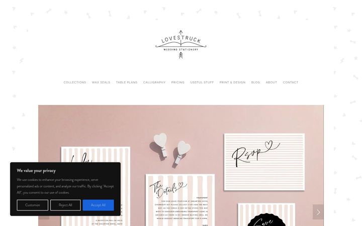 Screenshot of lovestruckstationery.co.uk