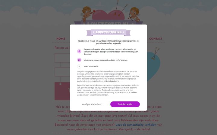 Screenshot of lovetester.nl