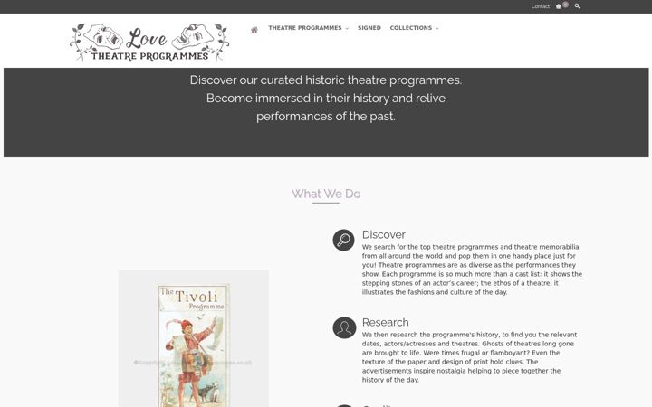 Screenshot of lovetheatreprogrammes.co.uk