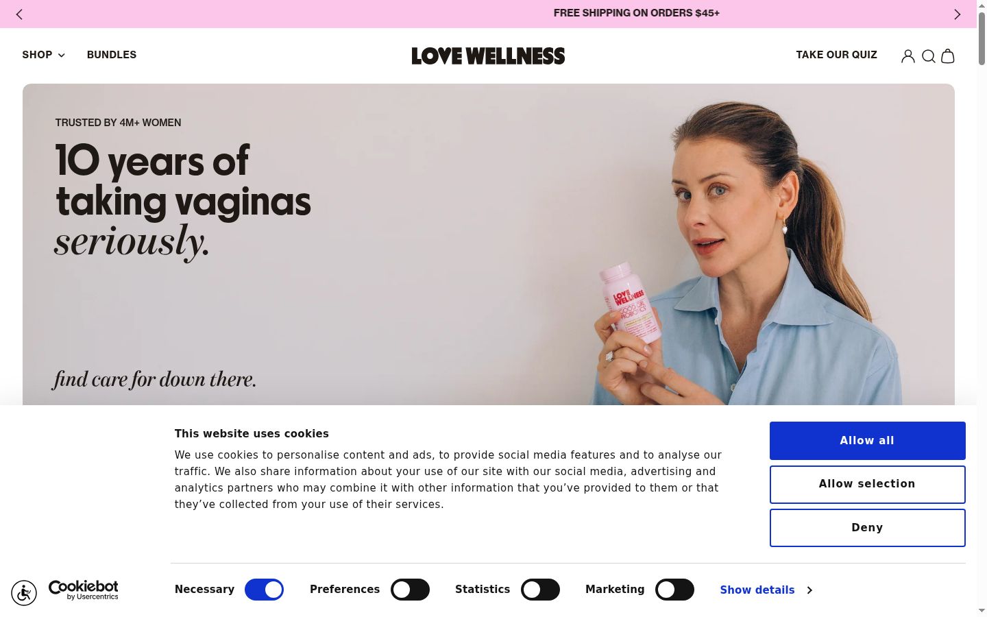 Screenshot del banner di consenso mostrato prima di qualsiasi interazione