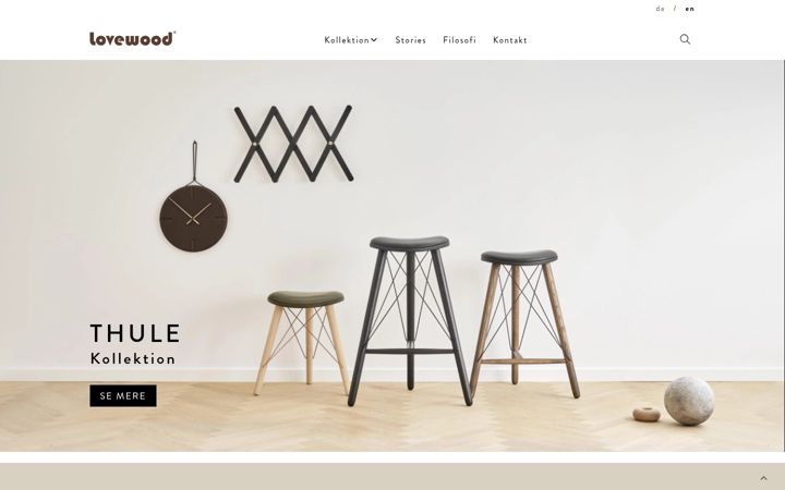Screenshot von lovewood.dk