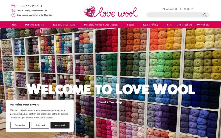 Screenshot of lovewool.co.uk