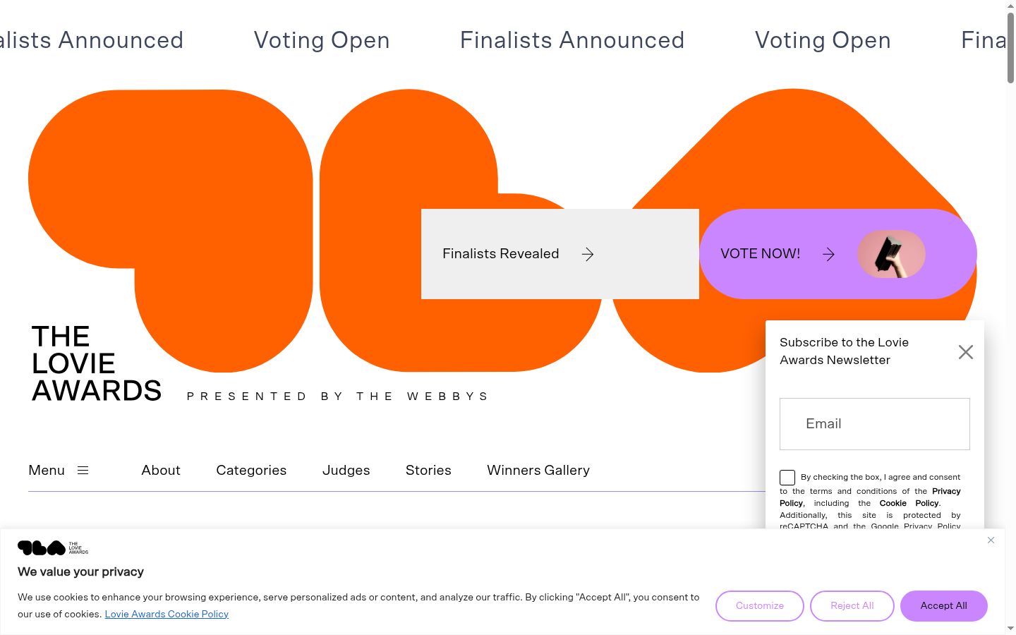 Screenshot del banner di consenso mostrato prima di qualsiasi interazione