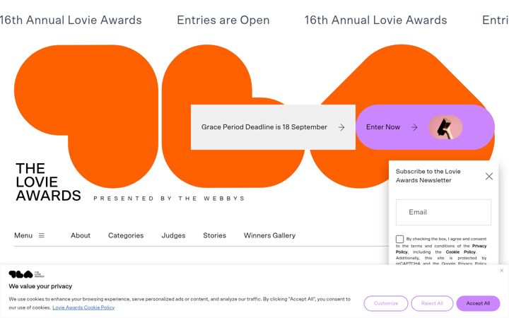 Screenshot of lovieawards.com