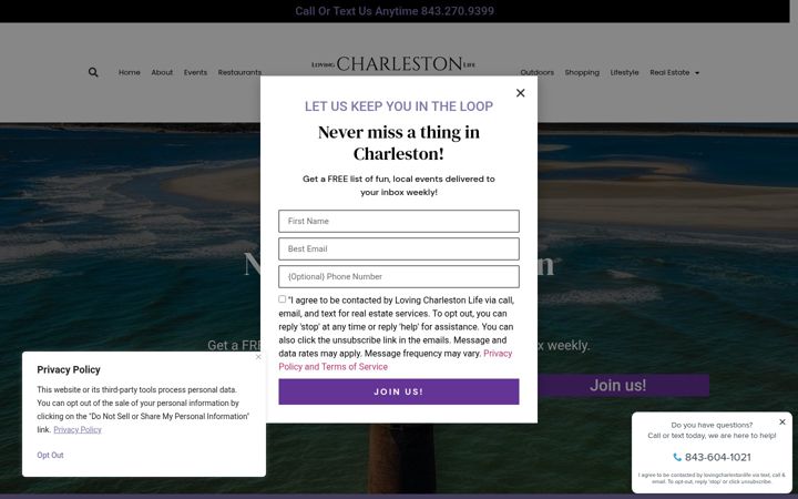 Screenshot of lovingcharlestonlife.com