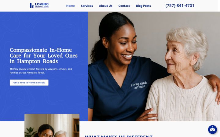 Screenshot of lovinghandsathome.com