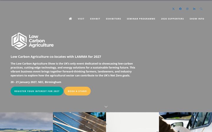 Screenshot of lowcarbonagricultureshow.co.uk