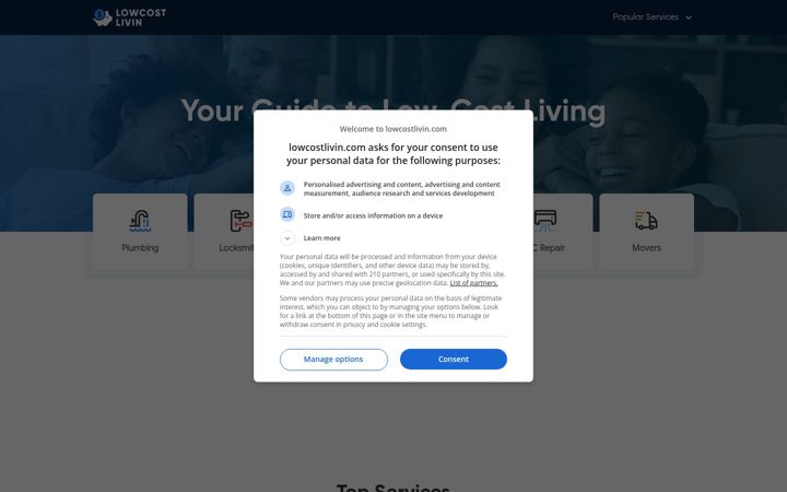 Screenshot of lowcostlivin.com