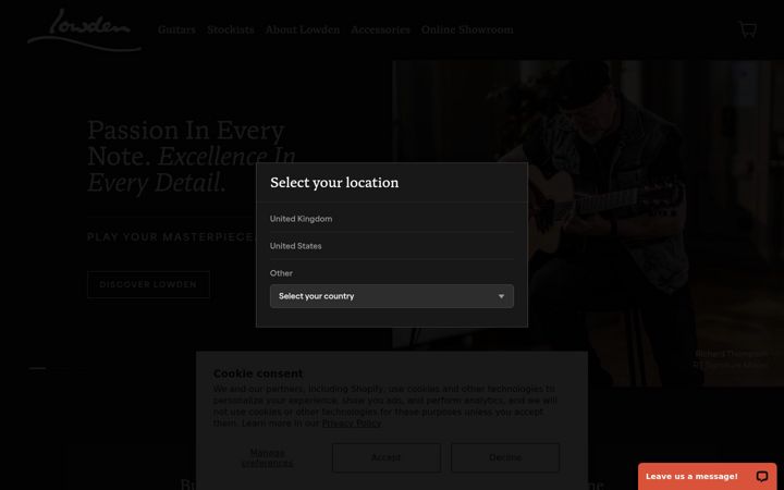 Screenshot of lowdenguitars.com