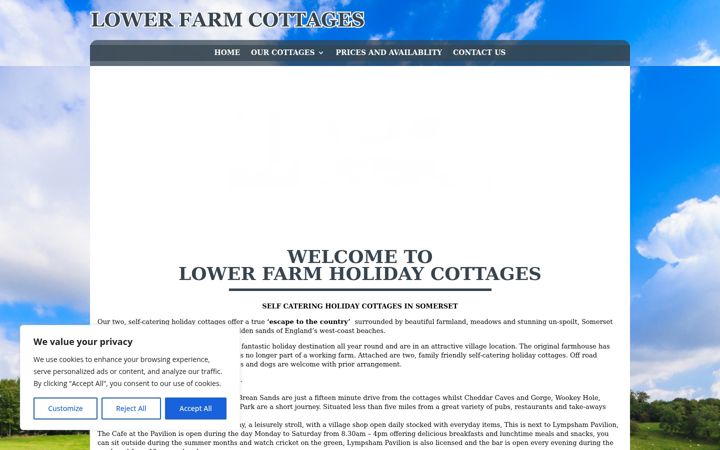 Screenshot of lowerfarmcottages.co.uk