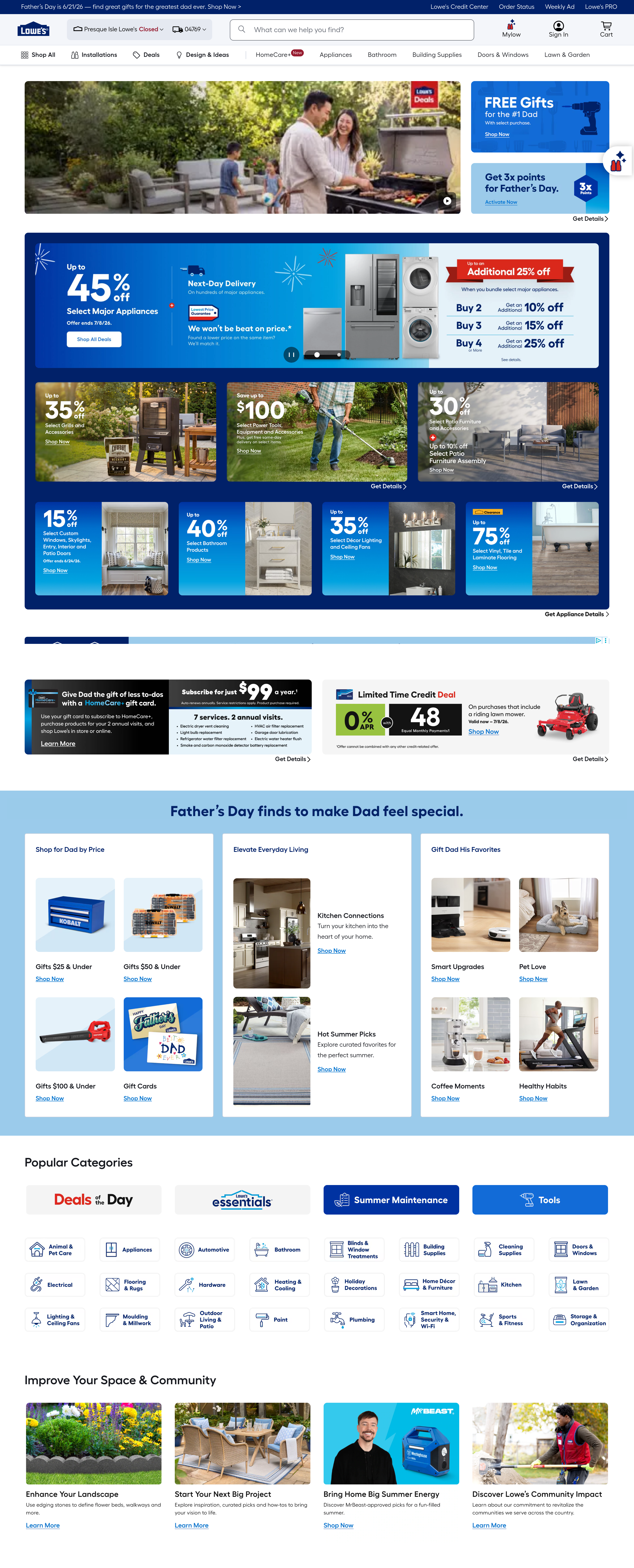 Screenshot of lowes.com