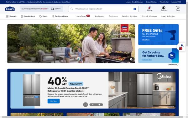 Screenshot of lowes.com