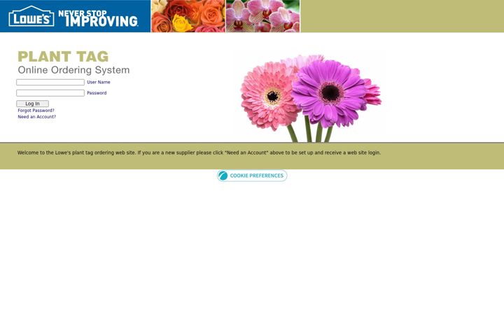 Screenshot of lowesplanttags.com
