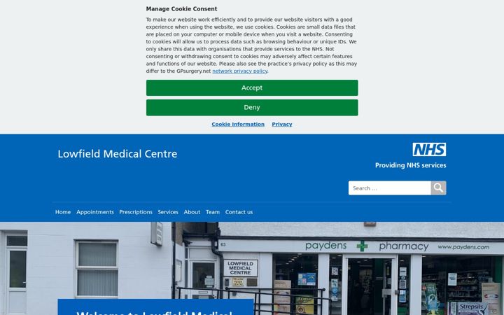 Screenshot of lowfieldmedicalcentre.nhs.uk
