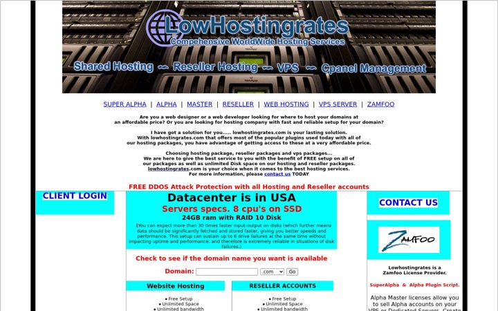 Screenshot von lowhostingrates.com
