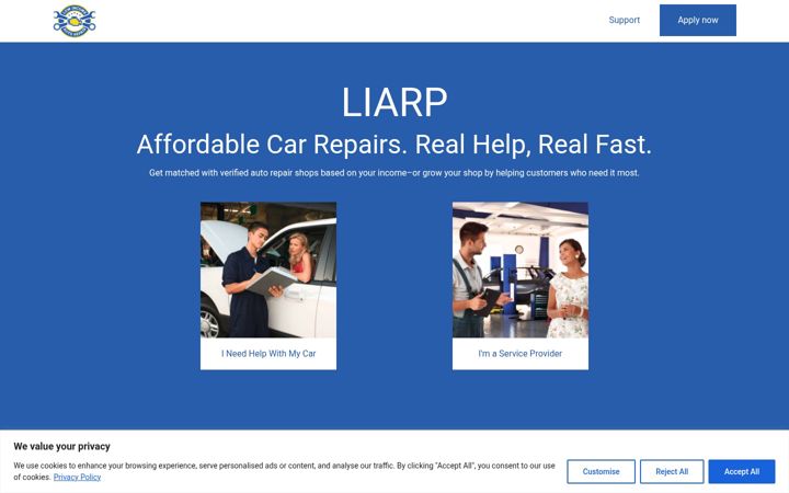 Screenshot of lowincomeautorepairs.com